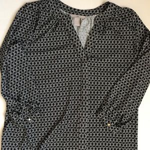 H&M Black & White Patterned Blouse